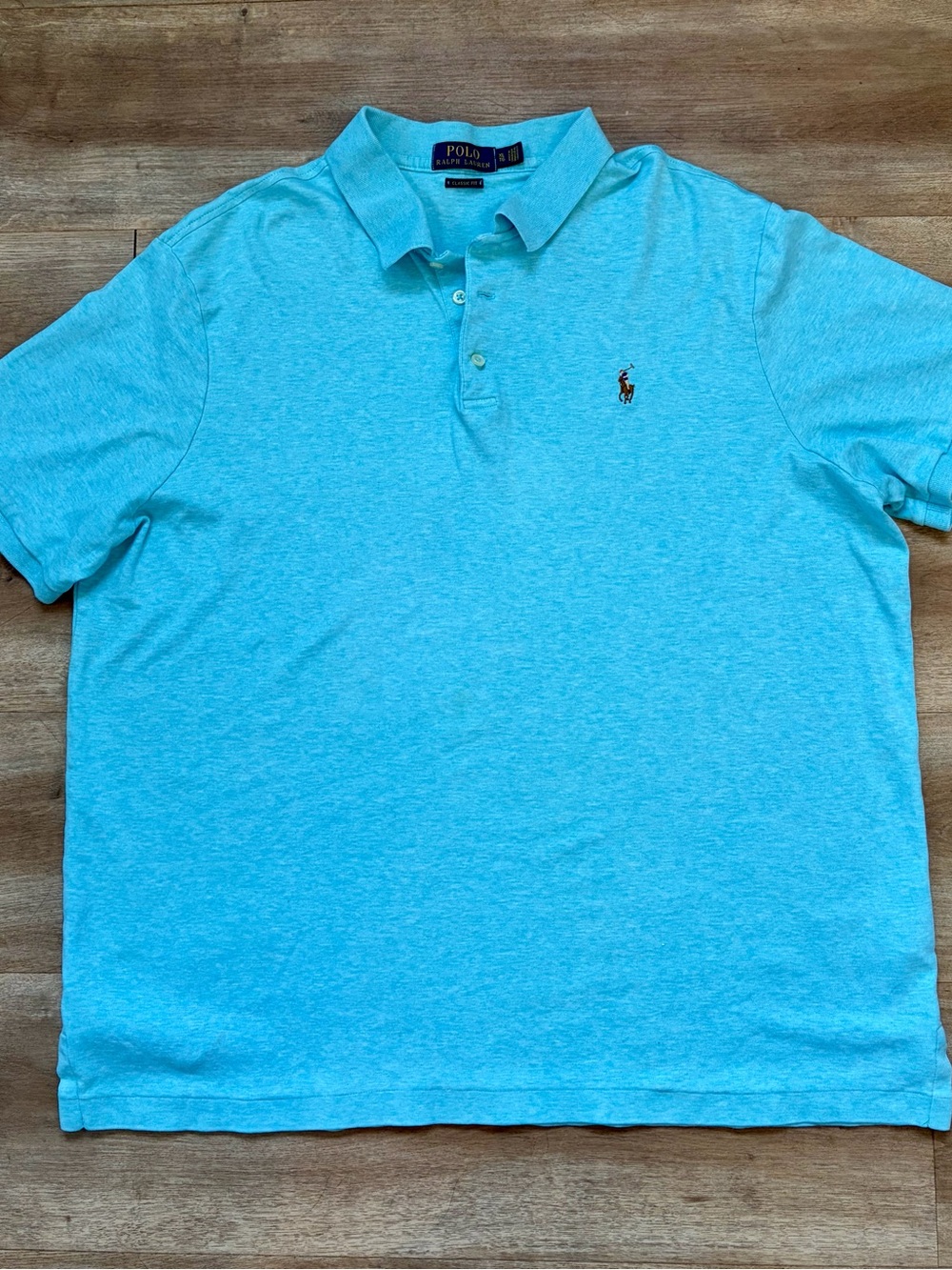 Polo by Ralph Lauren Heathered Aqua Short-Sleeve Polo XL TG